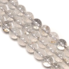 White Phantom Quartz Crystal Smooth Rounds, Approx 6-12mm, 38cm/strand