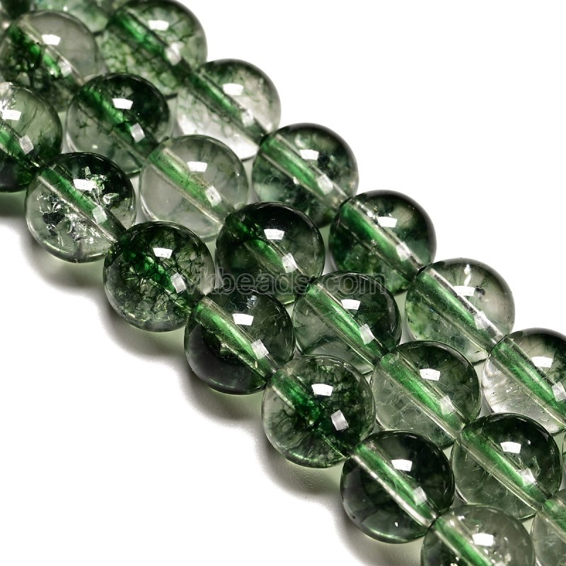 Green Phantom Quartz Crackle Crystal Smooth Rounds, Approx 6-18mm, 38cm/strand