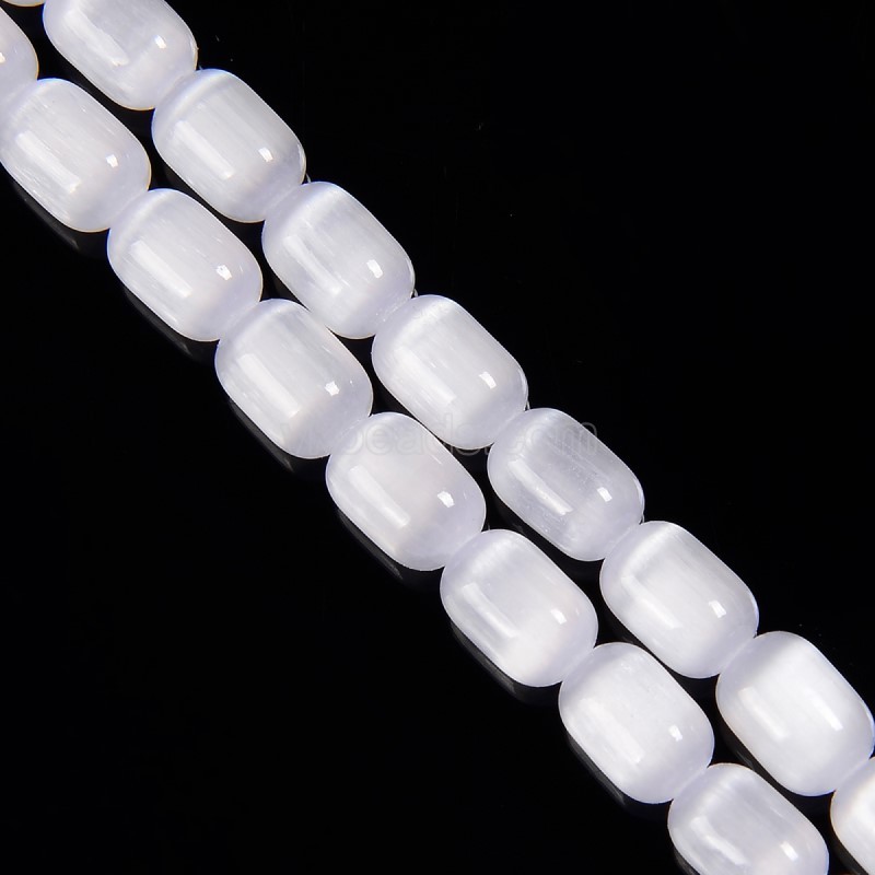 Dyed White Color Selenite Barrel Beads, Approx 6x9mm, 38cm/strand