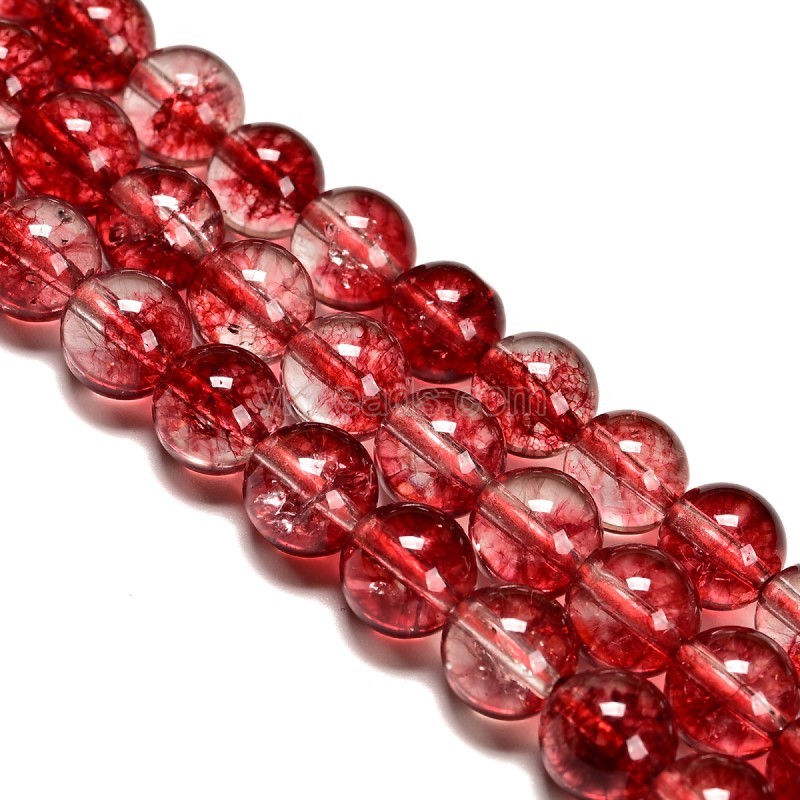 Red Phantom Quartz Crackle Crystal Smooth Rounds, Approx 6-12mm, 38cm/strand