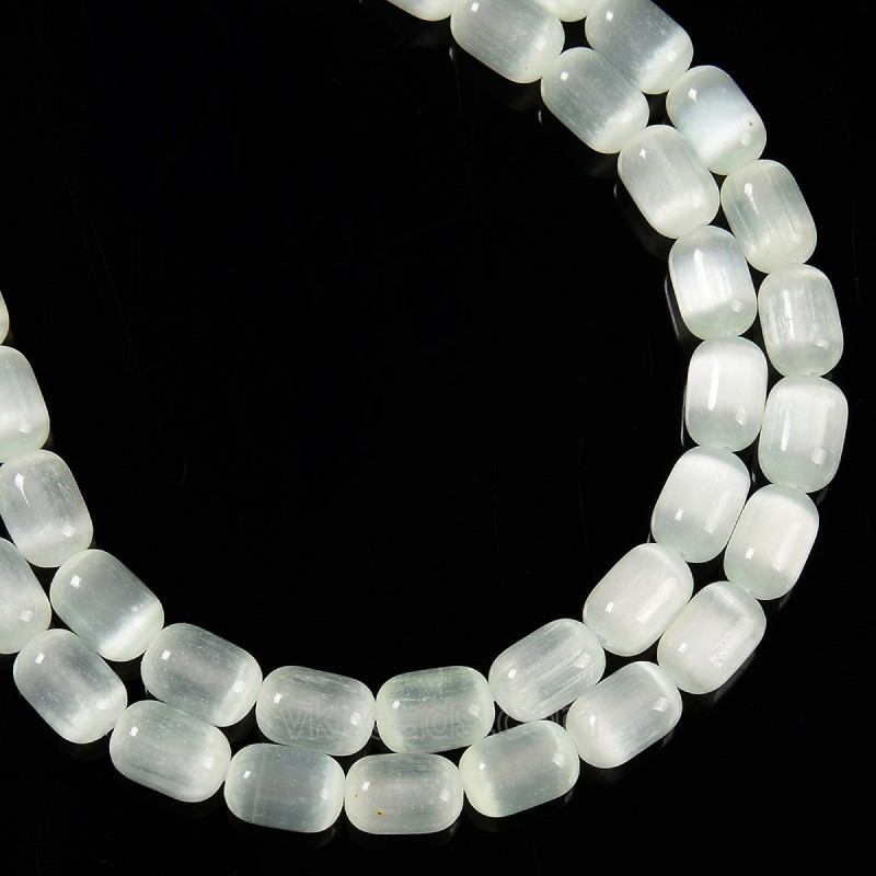 Dyed Light Green Color Selenite Barrel Beads, Approx 6x9mm, 38cm/strand
