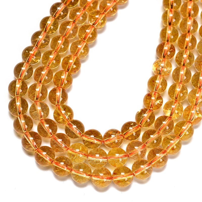 Yellow Crackle Crystal Smooth Rounds, Approx 6-18mm, 38cm/strand
