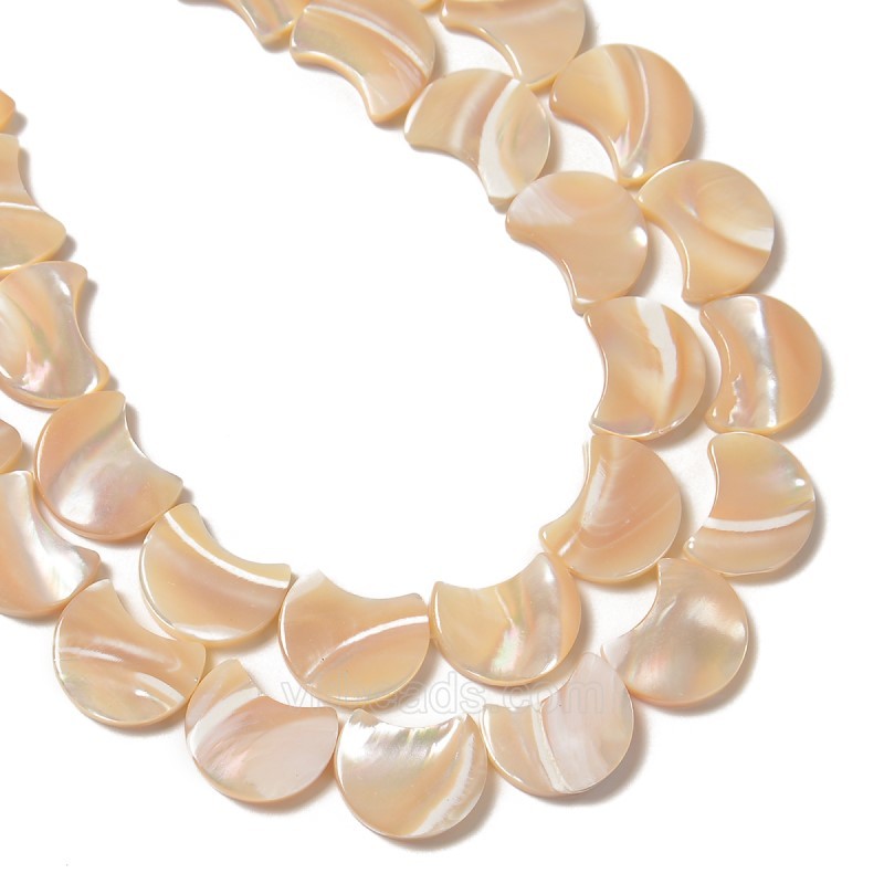 Natural Trochid Shell/Trochus Shell Smooth Moon Shaped Beads, Approx 11.5-12.5x14.5-15mm, 38cm/strand