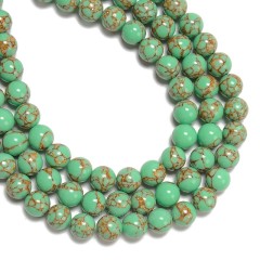 Synthetic Gold Line Green Magnesite Turquoise Smooth Rounds, Approx 4-12mm, 38cm/strand