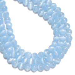 Dyed Blue Color Selenite Smooth Rounds, Approx 6-10mm, 38cm/strand