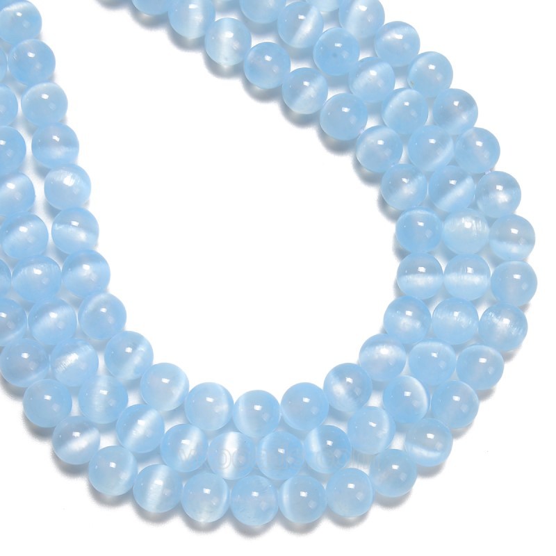 Dyed Blue Color Selenite Smooth Rounds, Approx 6-10mm, 38cm/strand