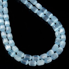 Dyed Sky Blue Color Selenite Barrel Beads, Approx 6x9mm, 38cm/strand
