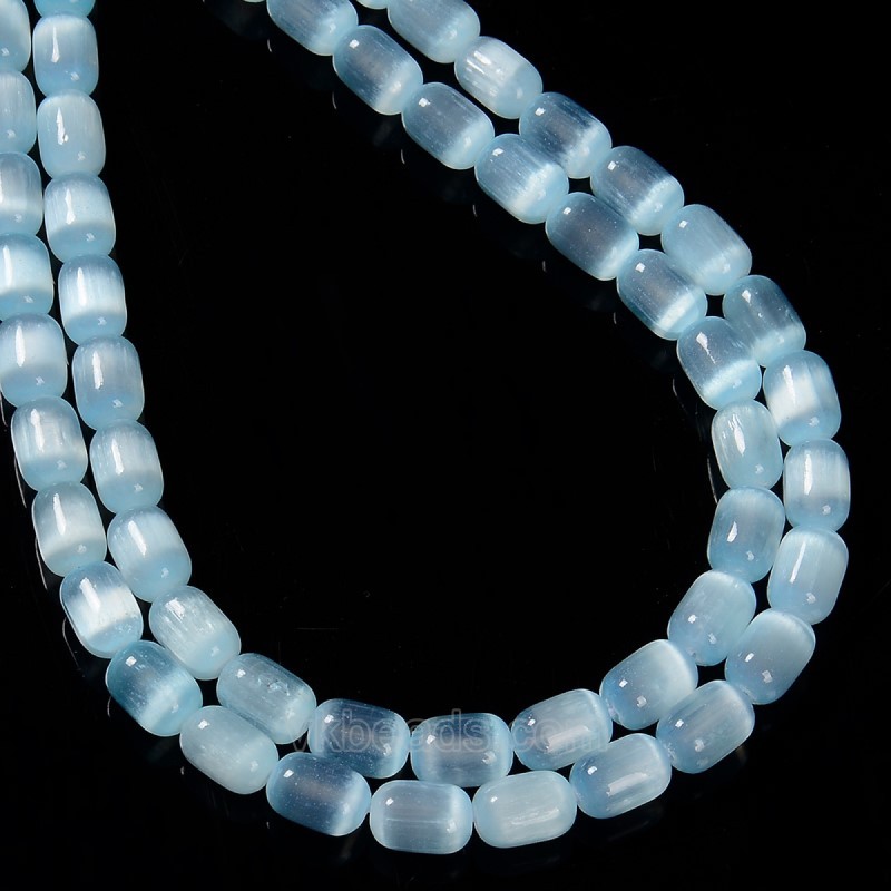 Dyed Sky Blue Color Selenite Barrel Beads, Approx 6x9mm, 38cm/strand
