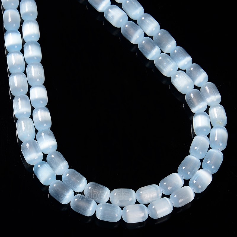Dyed Blue Color Selenite Barrel Beads, Approx 6x9mm, 38cm/strand