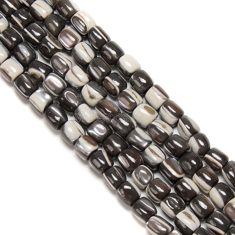 Brown Natural Trochid Shell/Trochus Shell Smooth Barrel Beads, Approx 5x6mm, 38cm/strand