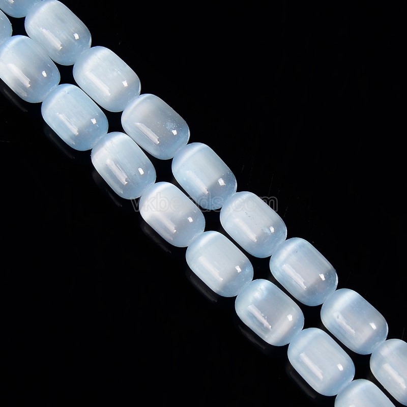 Dyed Blue Color Selenite Barrel Beads, Approx 6x9mm, 38cm/strand
