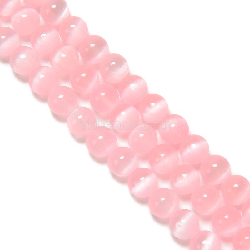 Dyed Light Pink Color Selenite Smooth Rounds, Approx 6-10mm, 38cm/strand