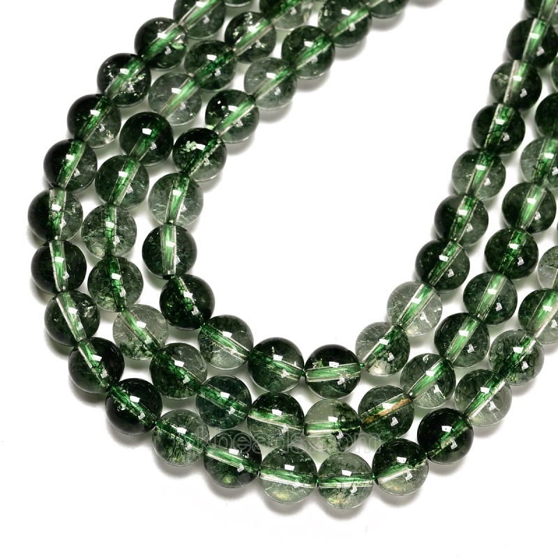 Green Phantom Quartz Crackle Crystal Smooth Rounds, Approx 6-18mm, 38cm/strand