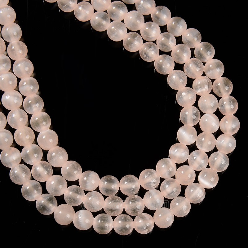 Dyed Peach Color Selenite Smooth Rounds, Approx 6-10mm, 38cm/strand
