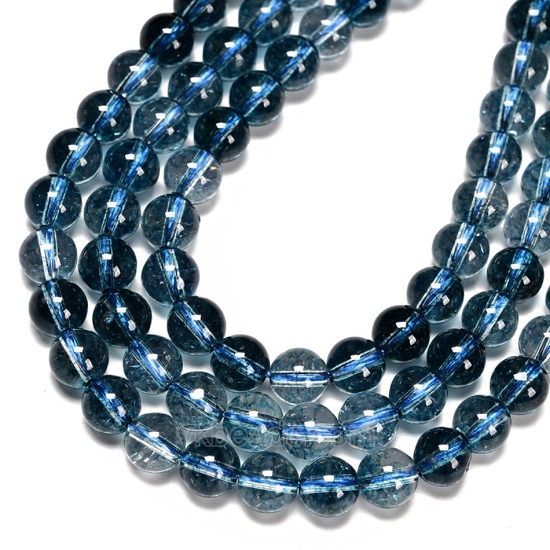 Light Blue Phantom Quartz Crackle Crystal Smooth Rounds, Approx 6-12mm, 38cm/strand