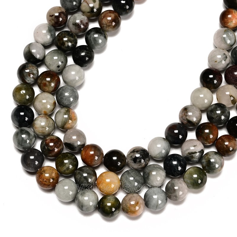 Natural Hawk's Eye Stone Smooth Rounds, Approx 6-10mm, 38cm/strand
