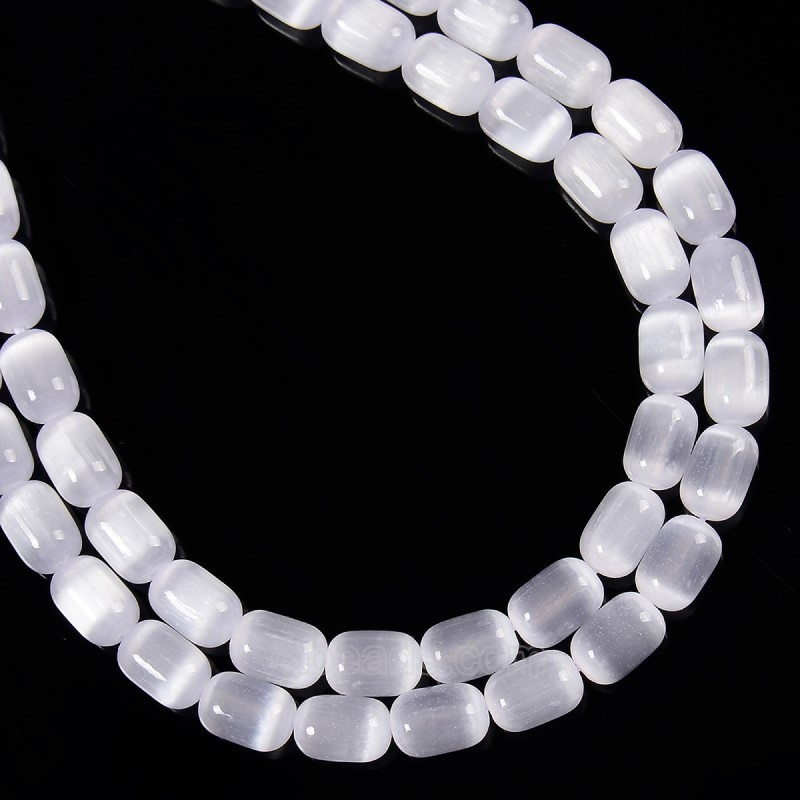 Dyed White Color Selenite Barrel Beads, Approx 6x9mm, 38cm/strand