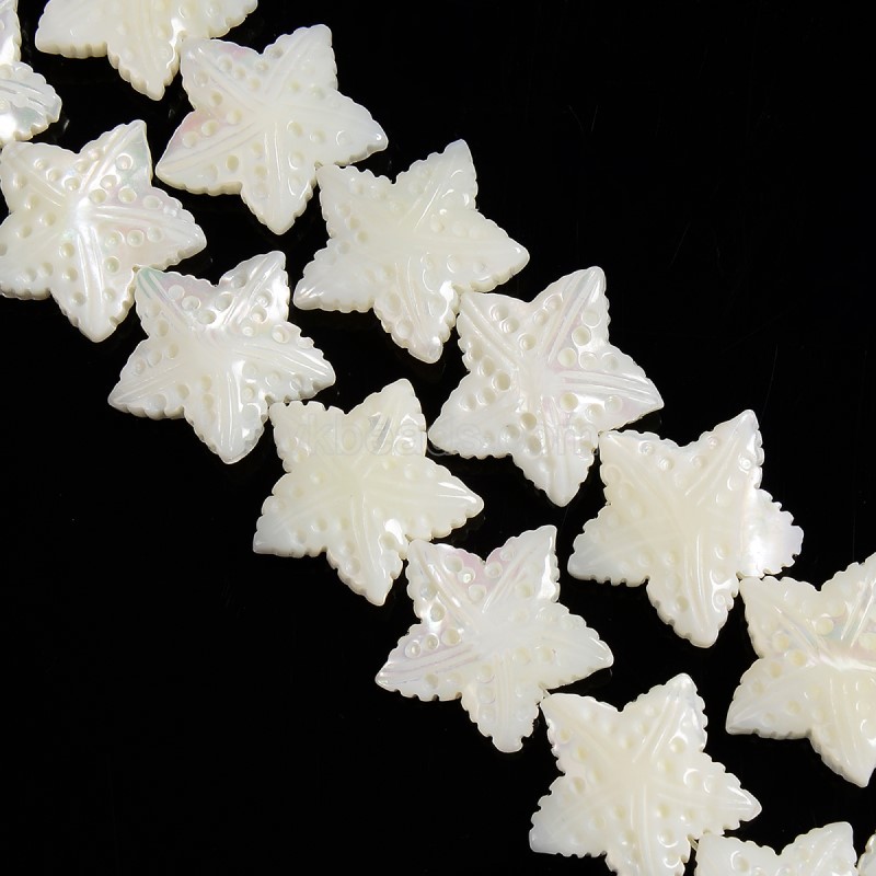 White Natural Trochid Shell/Trochus Shell Carved Starfish Shaped Beads, Approx 23.5-25mm, 38cm/strand