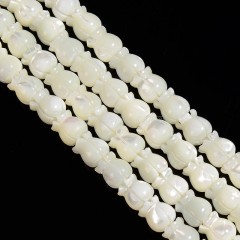 White Natural Trochid Shell/Trochus Shell Carved Tulip Flower Shaped Beads, Approx 7.8x8.3mm, 38cm/strand