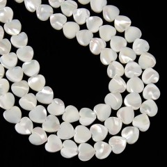 White Natural Trochid Shell/Trochus Shell Through-drilled Smooth Flat Heart Beads, Approx 10mm, 38cm/strand