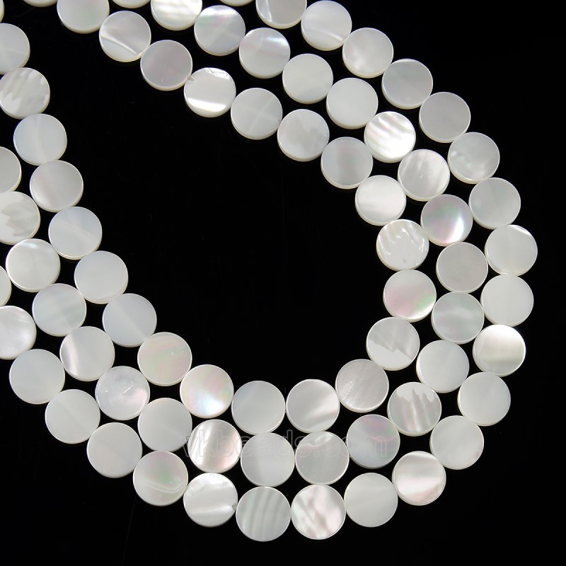 White Natural Trochid Shell/Trochus Shell Smooth Flat Round Coins, Approx 9.7-9.8mm, 38cm/strand