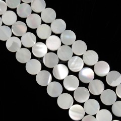 White Natural Trochid Shell/Trochus Shell Smooth Flat Round Coins, Approx 9.7-9.8mm, 38cm/strand