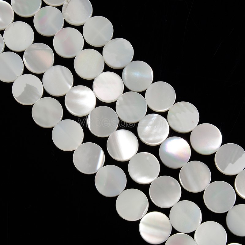 White Natural Trochid Shell/Trochus Shell Smooth Flat Round Coins, Approx 9.7-9.8mm, 38cm/strand
