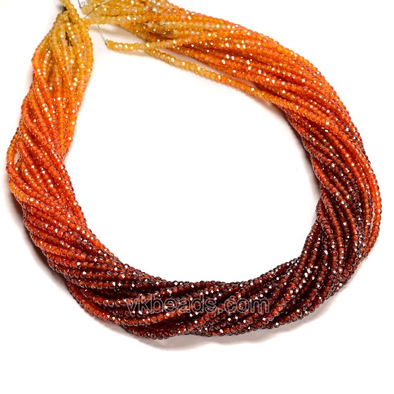 Gradient Cubic Zirconia Faceted Rondelles, Segmented Multi-color Beads, Approx 2x3mm, 38-40cm/strand