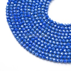 Light Royalblue Cubic Zirconia Faceted Rounds, Approx 3-5mm, 38cm/strand