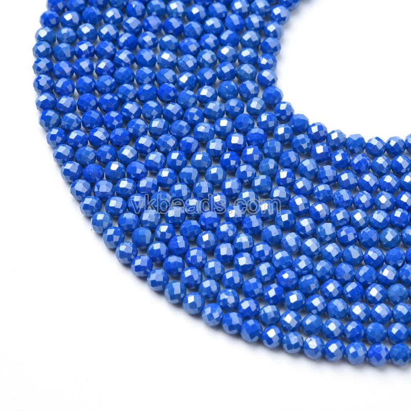 Light Royalblue Cubic Zirconia Faceted Rounds, Approx 3-5mm, 38cm/strand