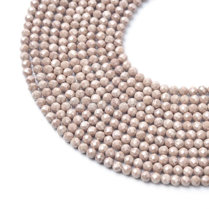 Dark Brown Cubic Zirconia Faceted Rounds, Approx 3-5mm, 38cm/strand
