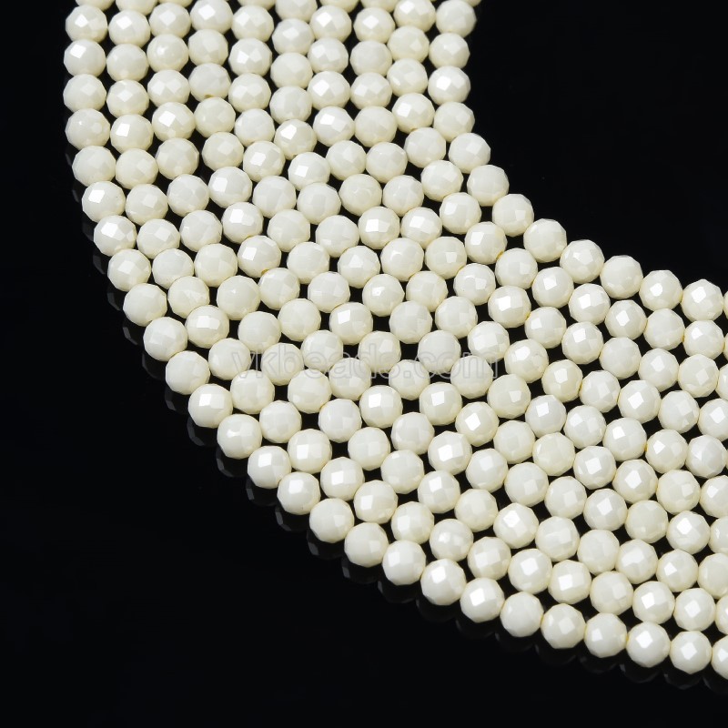Light Yellow Cubic Zirconia Faceted Rounds, Approx 3-4mm, 38cm/strand