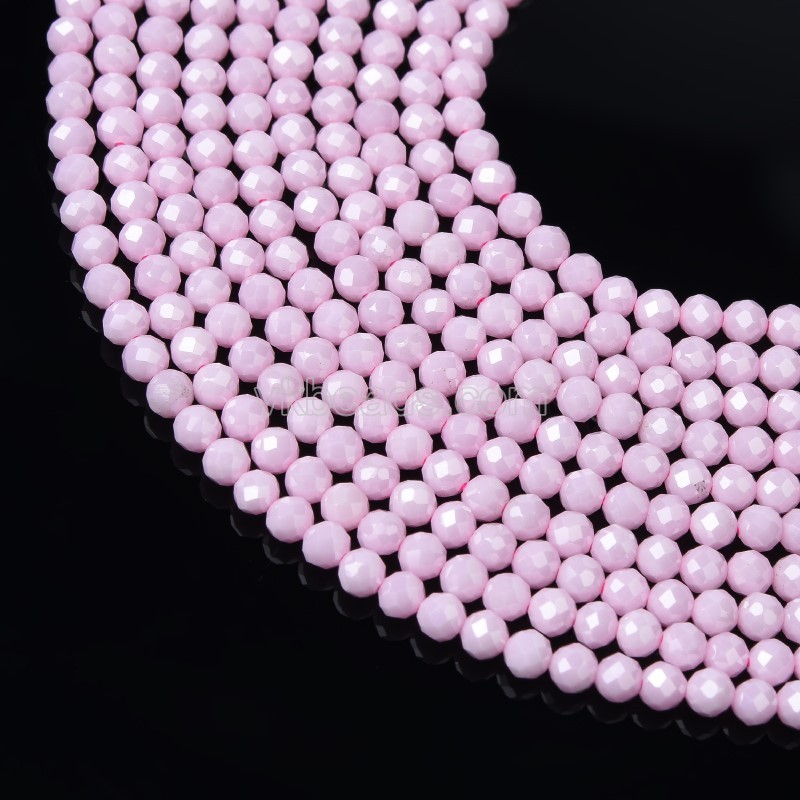 Pink Cubic Zirconia Faceted Rounds, Approx 2-5mm, 38cm/strand