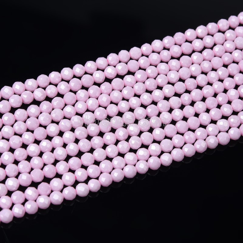 Pink Cubic Zirconia Faceted Rounds, Approx 2-5mm, 38cm/strand