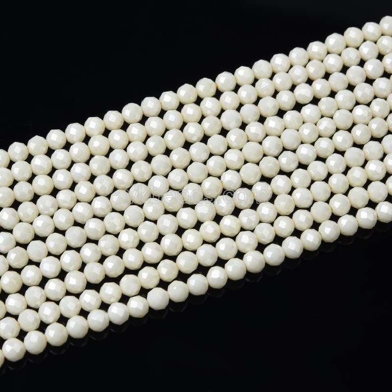 Light Yellow Cubic Zirconia Faceted Rounds, Approx 3-4mm, 38cm/strand