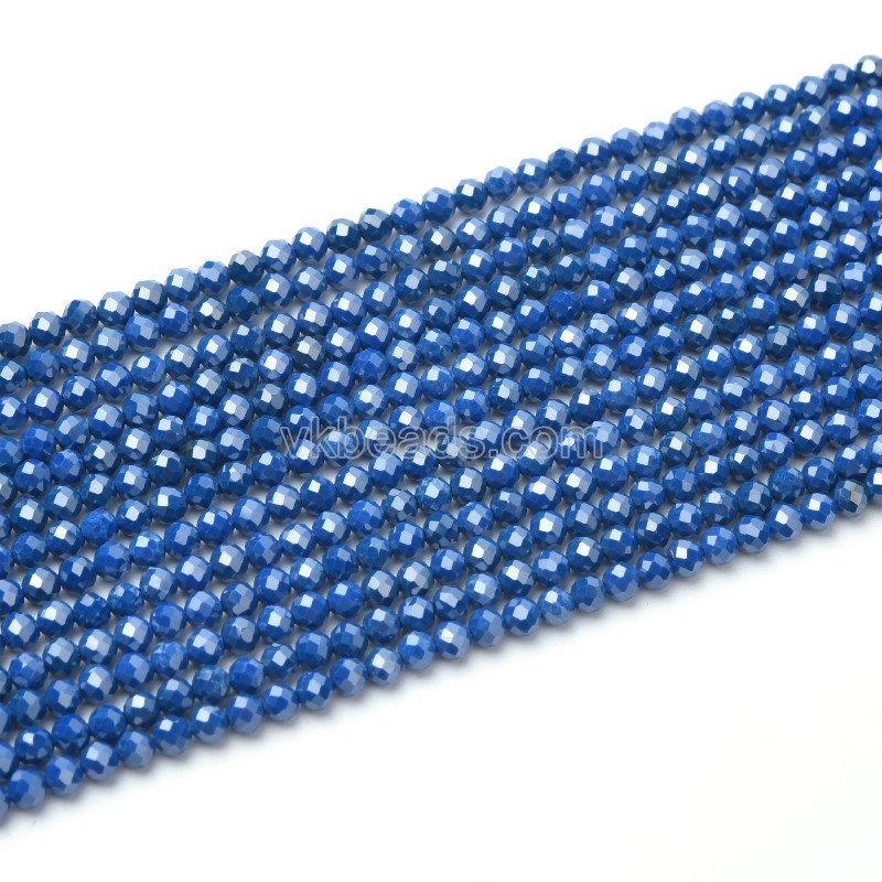 Dark Royalblue Cubic Zirconia Faceted Rounds, Approx 2-5mm, 38cm/strand