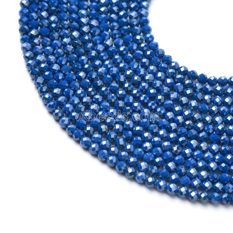 Dark Royalblue Cubic Zirconia Faceted Rounds, Approx 2-5mm, 38cm/strand