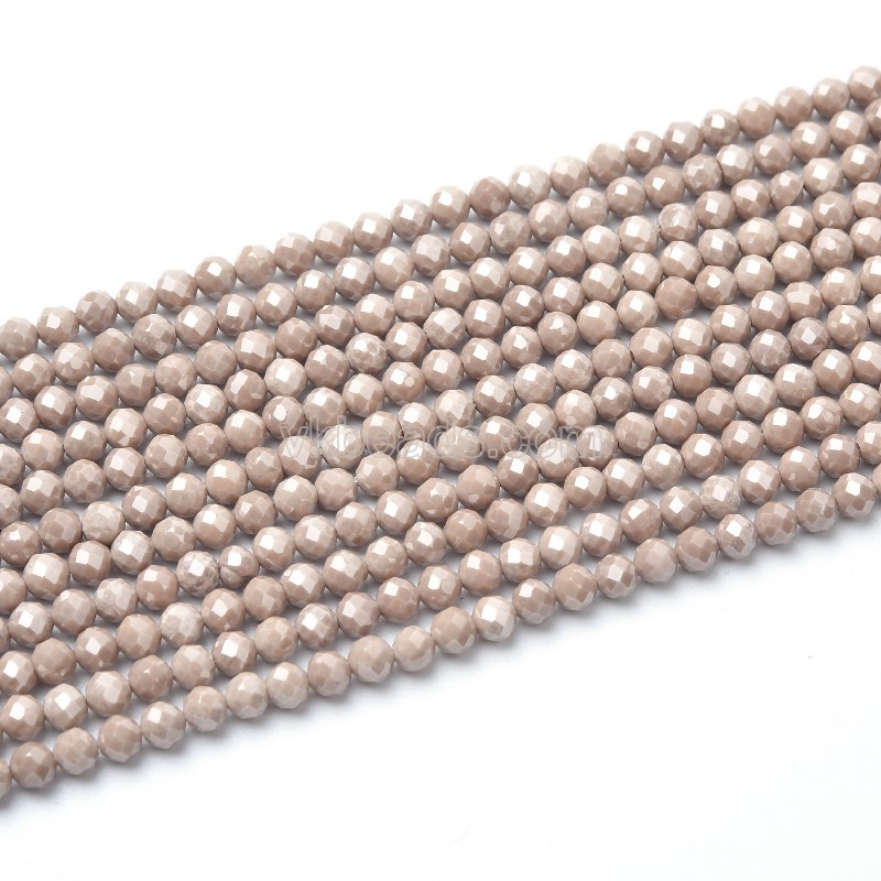 Dark Brown Cubic Zirconia Faceted Rounds, Approx 3-5mm, 38cm/strand