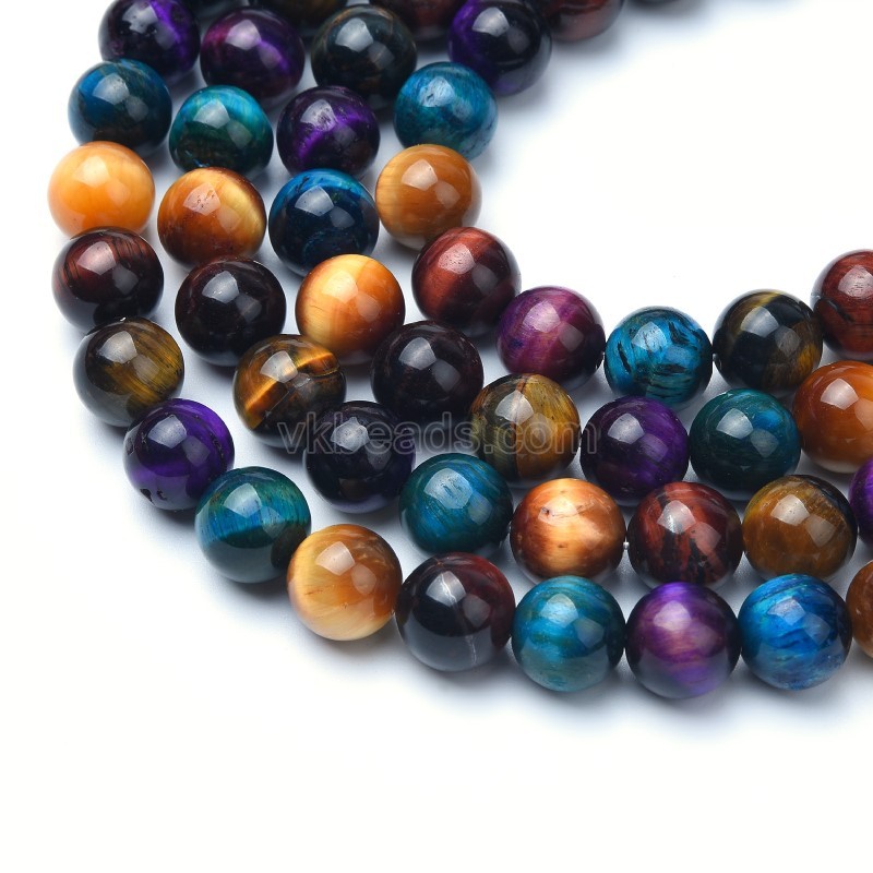 Candy Color Tiger Eye Smooth Rounds, Approx 6-12mm, 38cm/strand