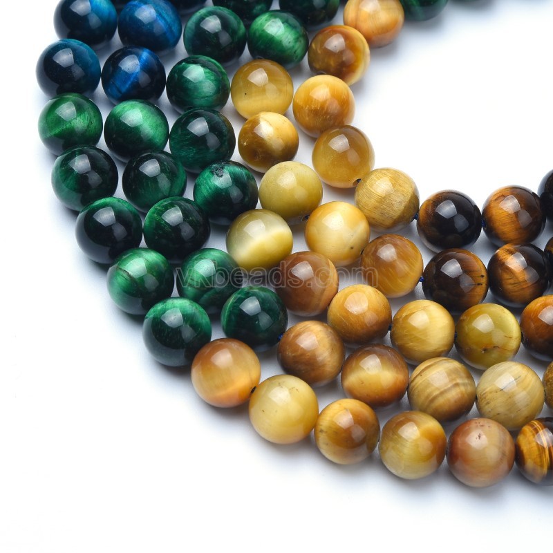 Gradient Multicolor Tiger Eye Smooth Rounds, Approx 6-12mm, 38cm/strand