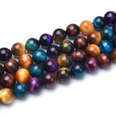 Candy Color Tiger Eye Smooth Rounds, Approx 6-12mm, 38cm/strand