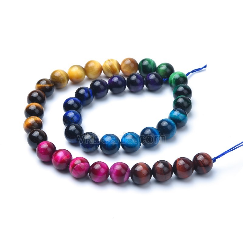 Candy Color Tiger Eye Smooth Rounds, Approx 6-12mm, 38cm/strand