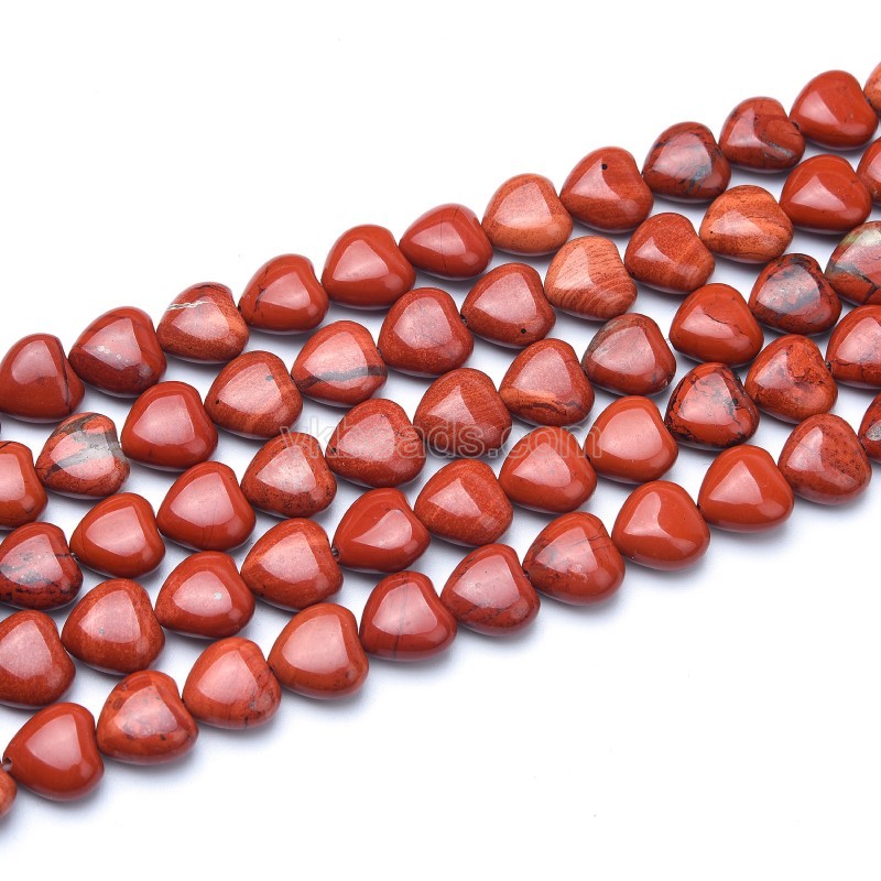 Red Jasper Smooth Puffy Hearts, Approx 8-12mm, 38cm/strand