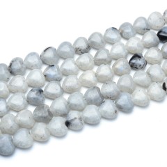 White Labradorite Smooth Puffy Hearts, Approx 8-12mm, 38cm/strand