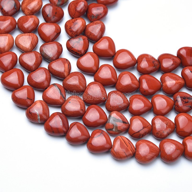 Red Jasper Smooth Puffy Hearts, Approx 8-12mm, 38cm/strand