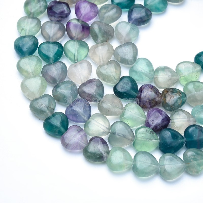 Multicolor Fluorite Smooth Puffy Hearts, Approx 8-12mm, 38cm/strand