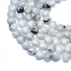 White Labradorite Smooth Puffy Hearts, Approx 8-12mm, 38cm/strand