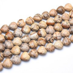 Picture Jasper Smooth Puffy Hearts, Approx 8-12mm, 38cm/strand