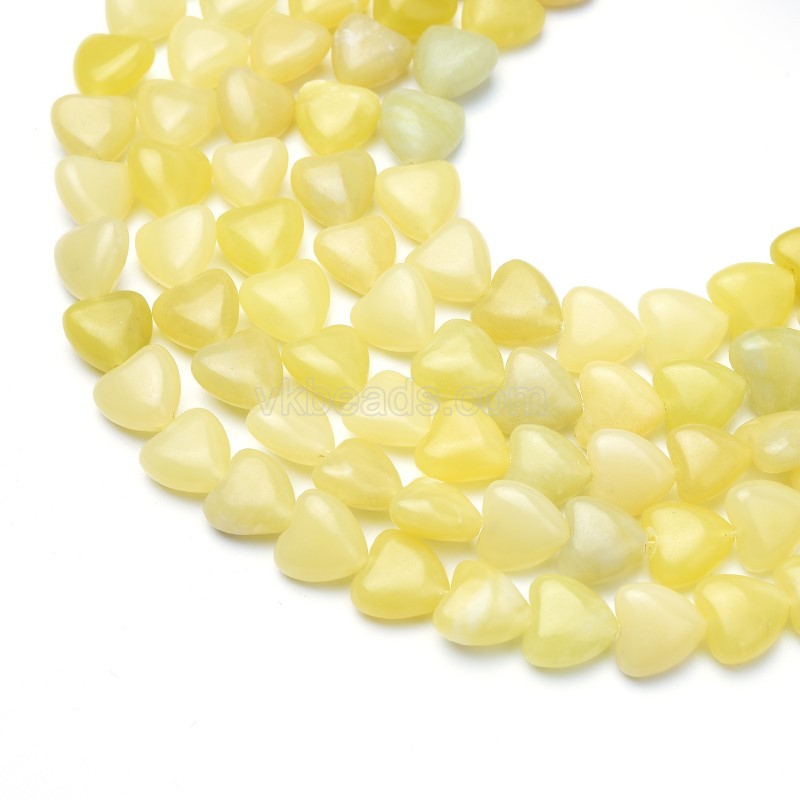 Lemon Jade Smooth Puffy Hearts, Approx 8-12mm, 38cm/strand