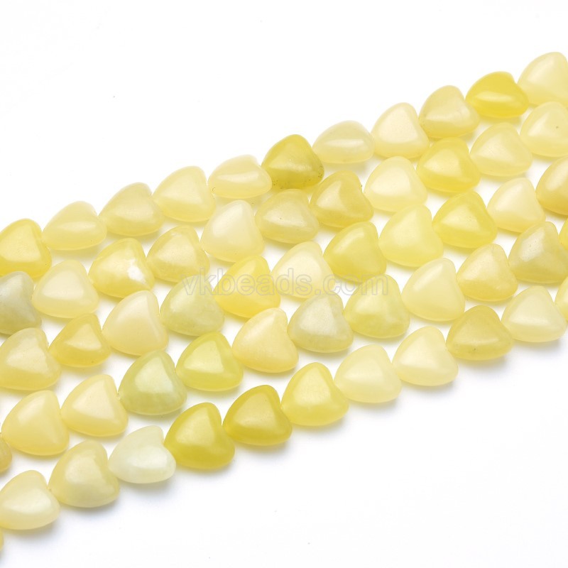 Lemon Jade Smooth Puffy Hearts, Approx 8-12mm, 38cm/strand